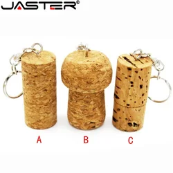 JASTER USB flash drive Wooden cork Pen drive Free custom logo Memory stick Soft wood bottle plug 64GB 32GB Free key chain gift