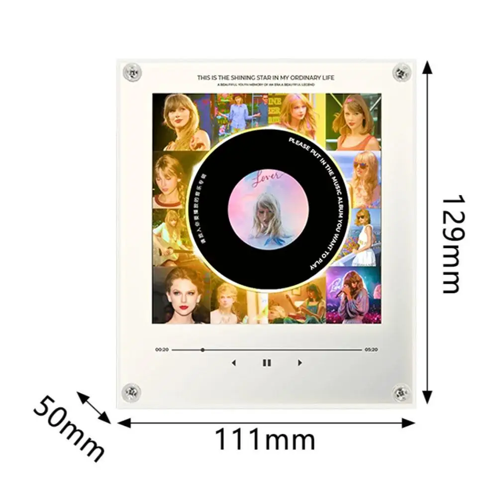 Acrylic Magnetic Record Player Clear Rotatable Magnetic Vinyl Record Photo Frame Unique Music Lover Desk Wall Decor Gift view 5