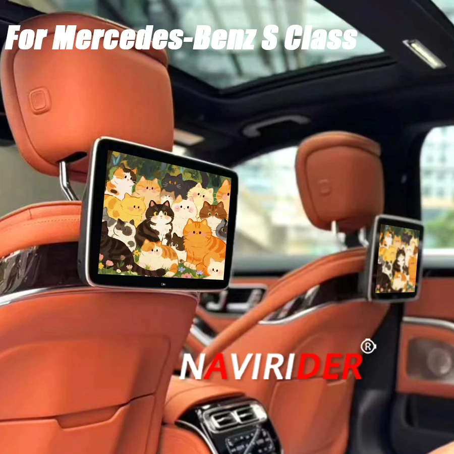 4K1080P Playback Headrest Touch Screen Android For Mercedes-Benz S Class S400/S450/W223/W222 Rear Seat Entertainment System BT