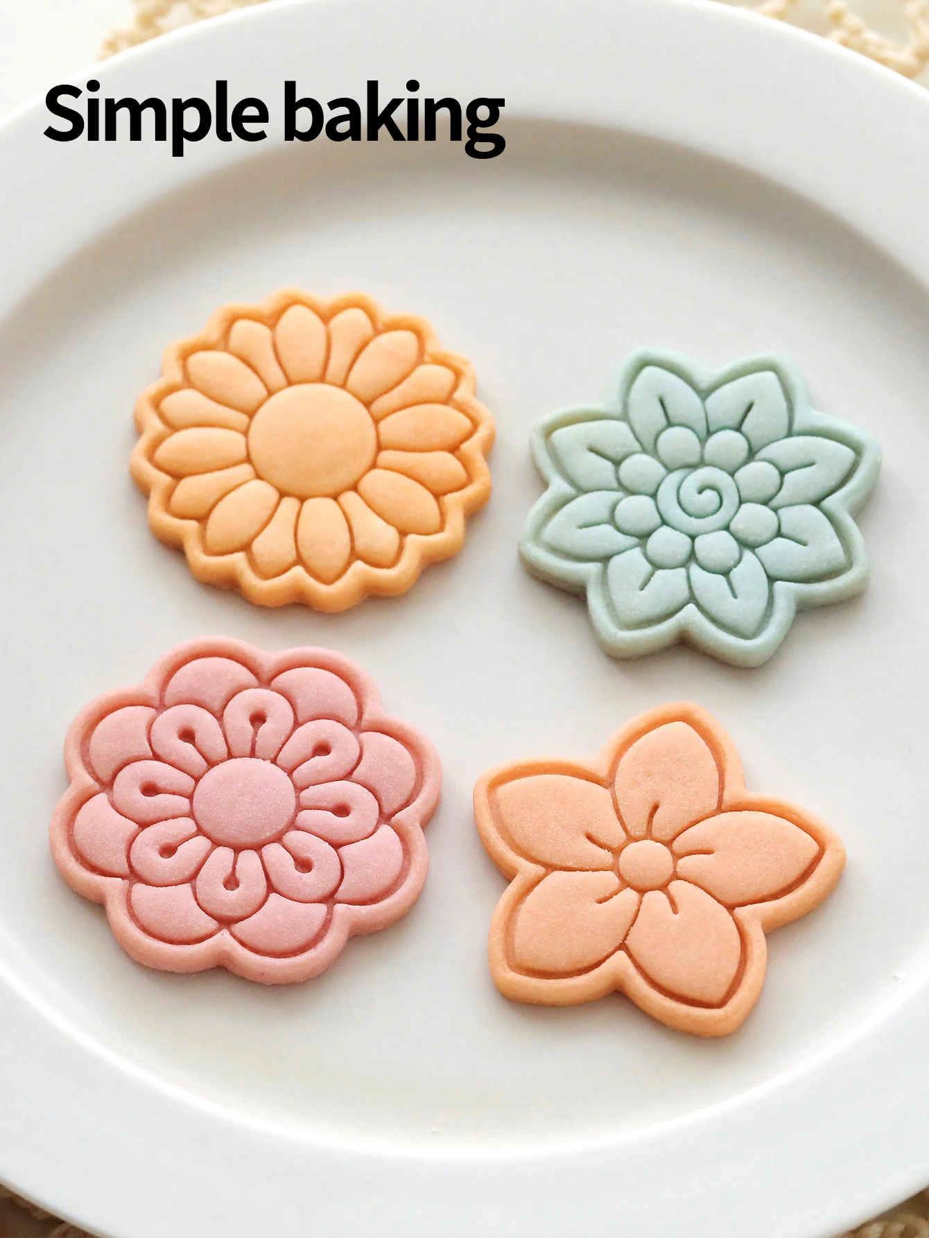 Nordic Style Flower Shape Cookie Cutter, Creative Floral Embossed Biscuit Mold, DIY Baking & Clay Mold for Birthday Decoration