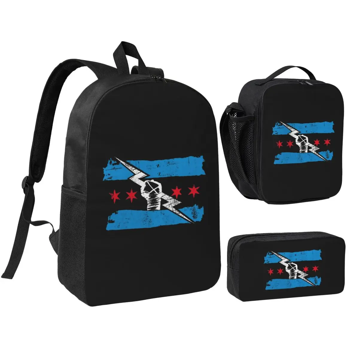

Cm Punk Logo Backpack Student Boys Girls BookBag School Bag Laptop Shoulder Bags 3ps Insulated Lunch Bag Pencil Case