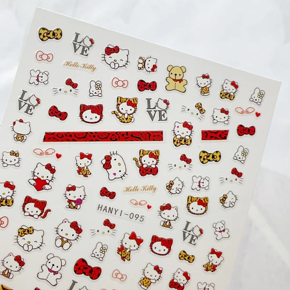 1 sayfalık HelloKitty yeni 5D nail art sticker tırnak çıkartması tırnak moda tasarım DIY mutlu aksesuar