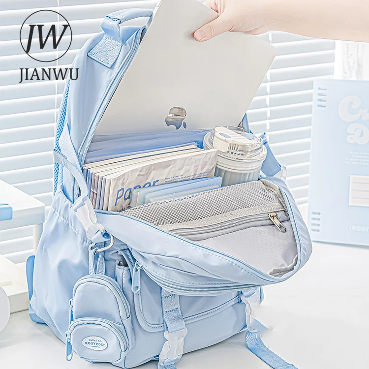 JIANWU Cream Style Large Capacity Student Storage Bag Backpack Creative DIY Journal Student Supplies Stationery