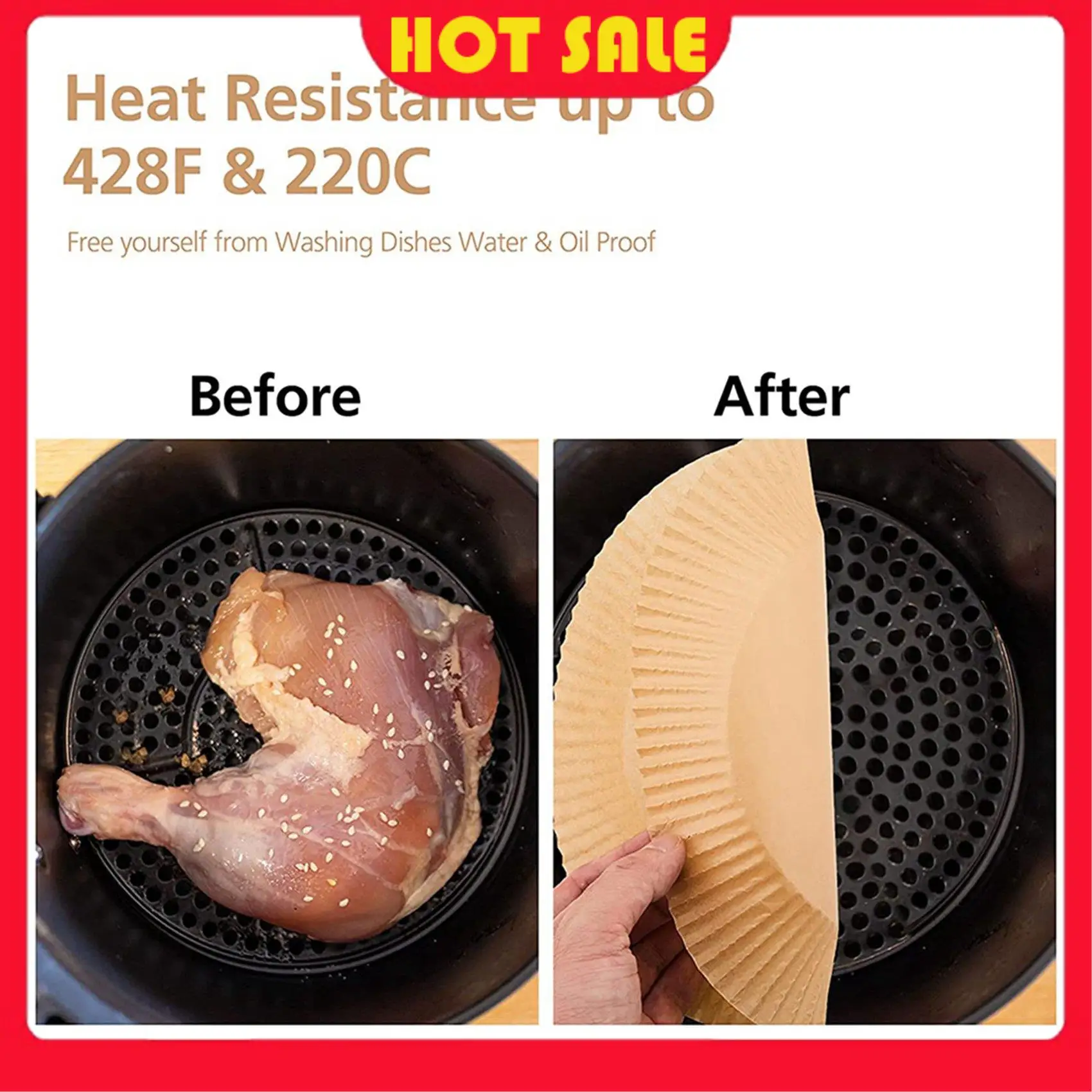 Noodzaak 200 Stuks Lucht Friteuse Perkamentpapier Liners Non-stick Wegwerp Lucht Friteuse Liners Mand Ongeperforeerd Ronde Perkamentpapier