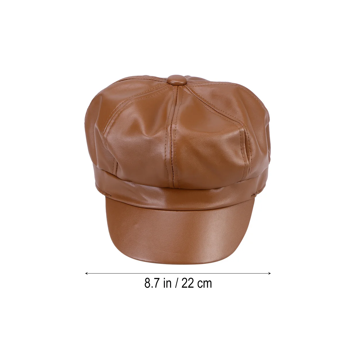 قبعة مثمنة كلاسيكية من البولي يوريثان باللون البني مقاس واحد تناسب معظم أزياء الشتاء والصيف للجنسين قبعة بيريه بلغت ذروتها #3