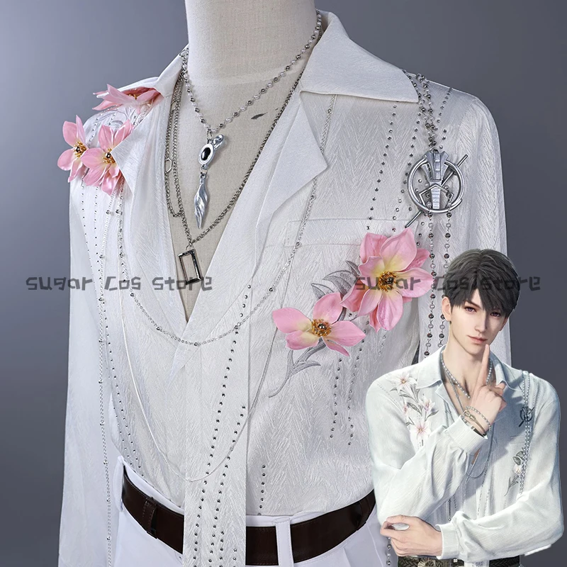 

Love and Deepspace Caleb Game Cosplay Costume Flower Shirt Wig Fragrant Possession Uniform Halloween Party Props For Women Men