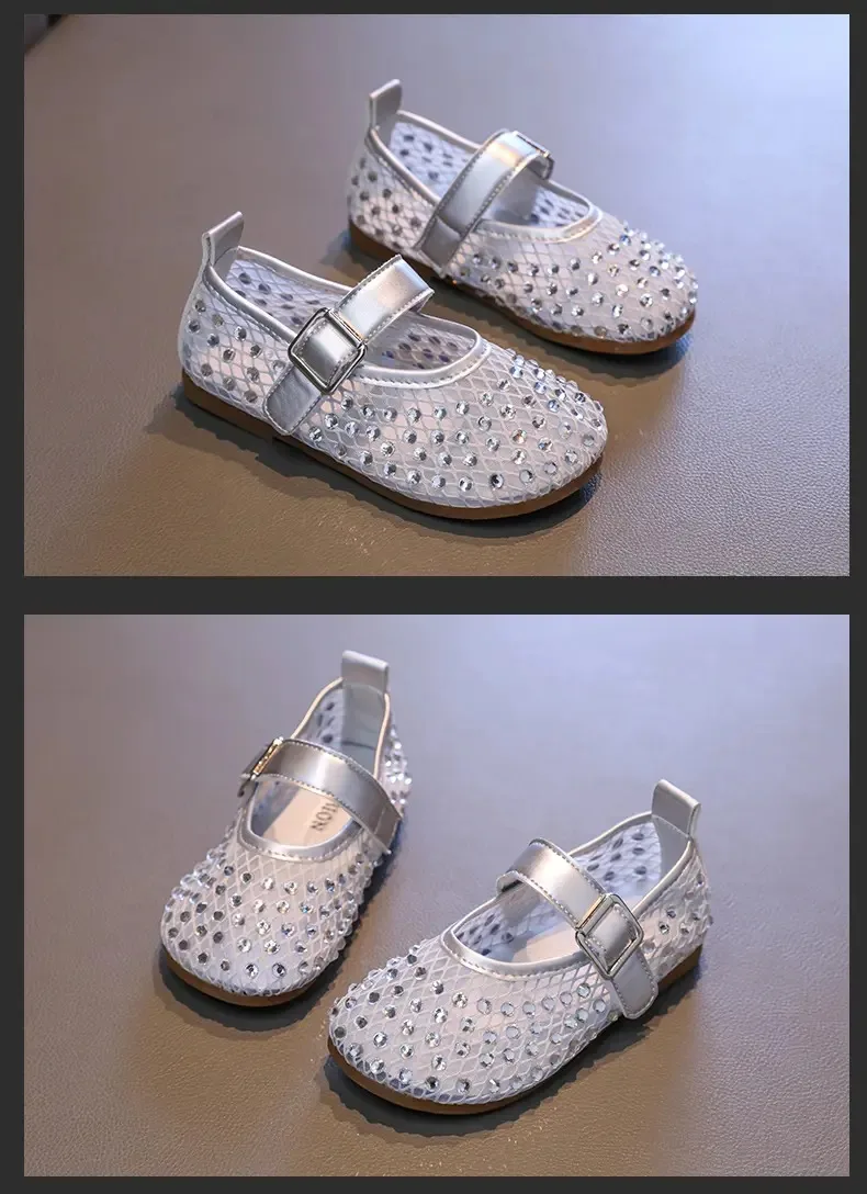 2025 ฤดูร้อนใหม่เด็ก Diamond Hollow Jelly Beach รองเท้าเจ้าหญิงบัลเล่ต์สาวน้อยรองเท้าเดี่ยว SHINY Soft Sole เด็กรองเท้าแตะ