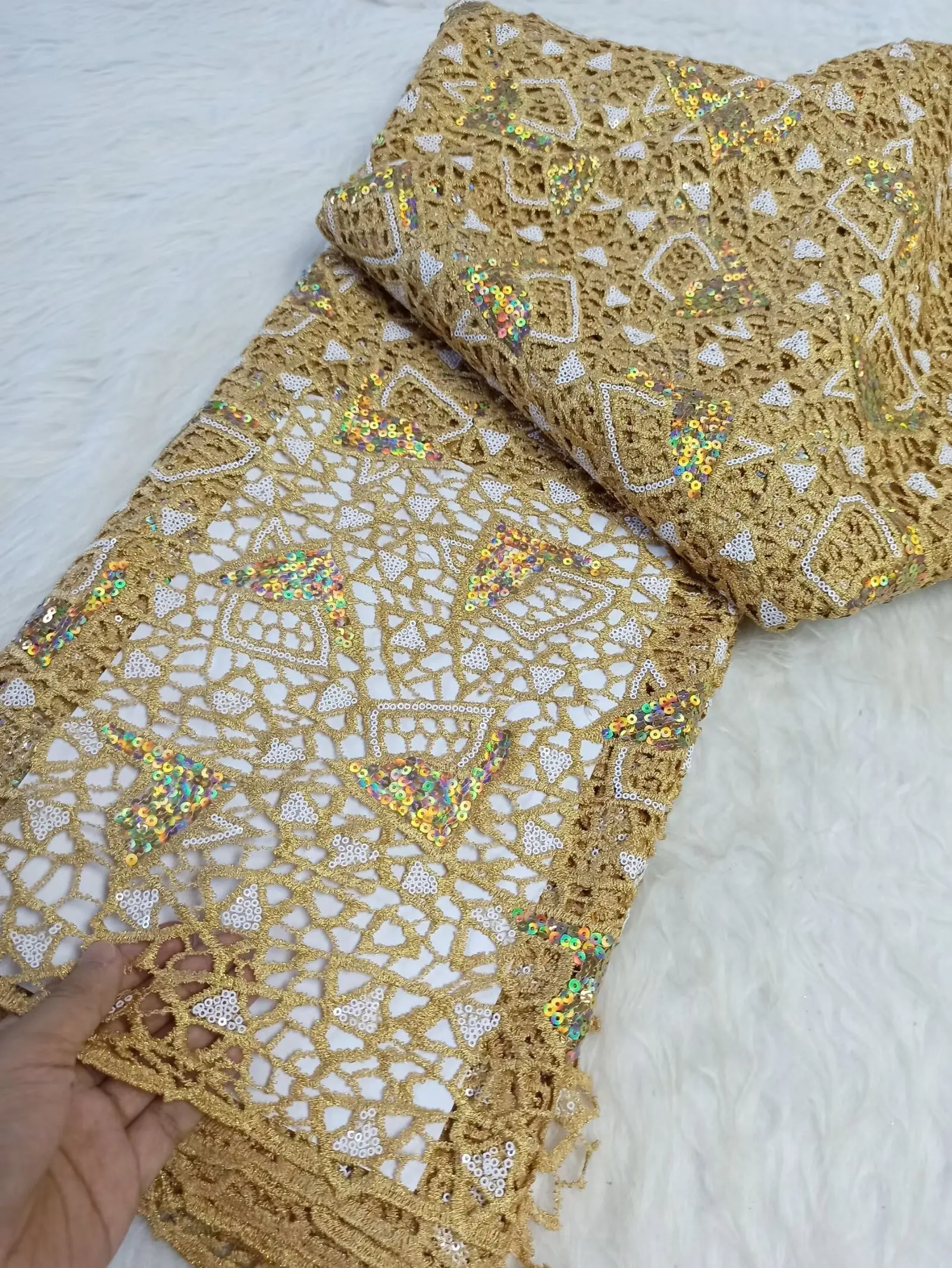 

Wholesale African Water Soluble Lace Fabrics Nigerian Guipure Cord Lace Fabric For Women Dress Wedding High Quality 5Yards