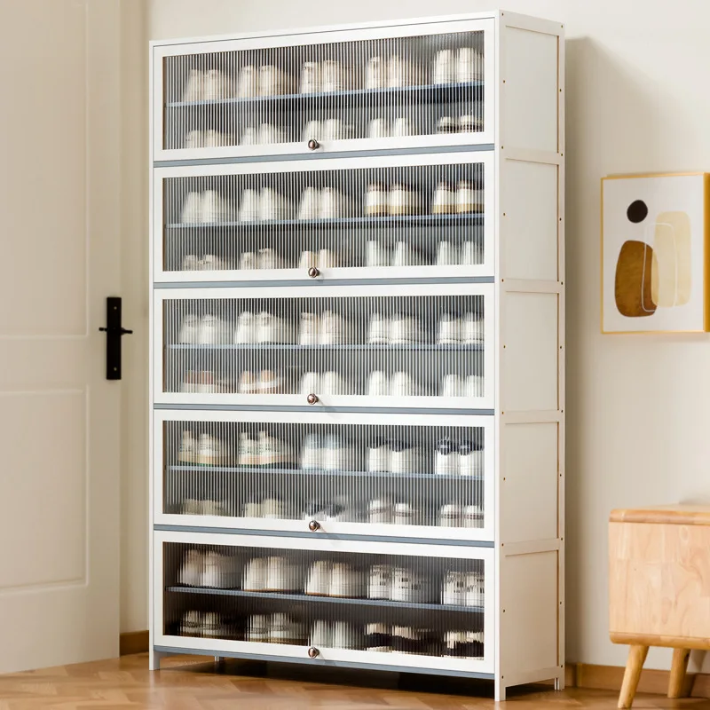 Cream wind solid wood shoe cabinet household door shoe rack foyer cabinet modern simple large capacity living room locker