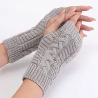 Women Stylish Hand Warmer Winter Gloves Arm Crochet Knitting Faux Wool Mitten Warm Fingerless Glove Twist Pattern Women Gloves 4