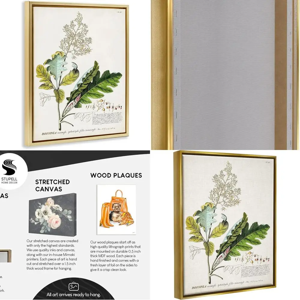 

Vintage Botanical Leaf Art Print by World Art Group, 24x30, Gold Frame