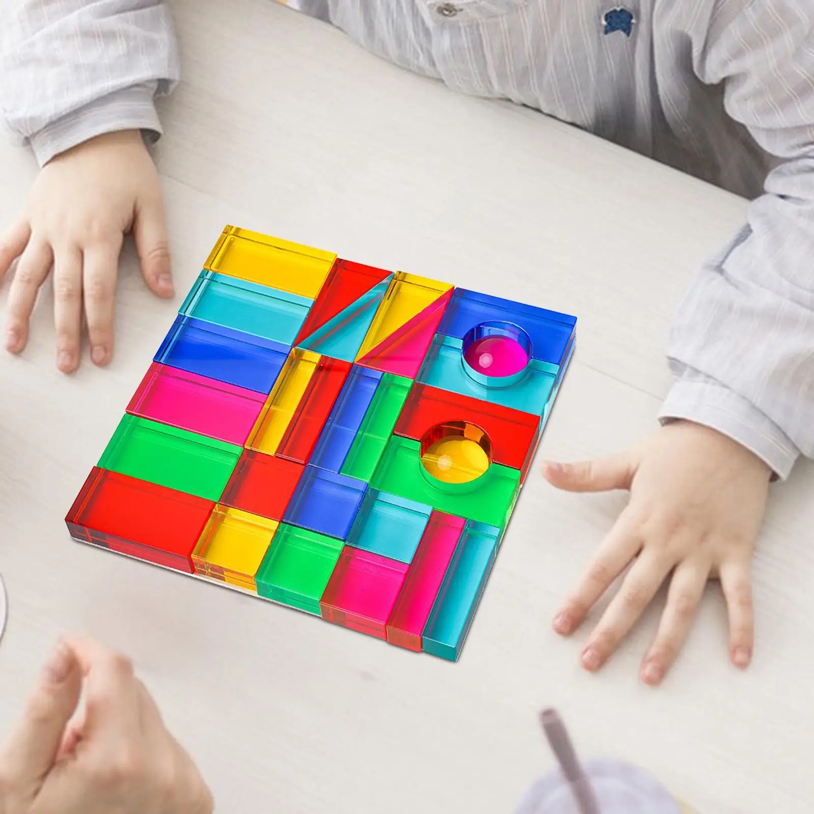 Juego de bloques de construcción para niños, juguetes educativos, juego de apilamiento con cubos acrílicos coloridos