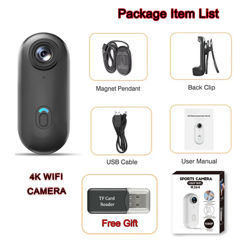 Mini Action Cam 4K Impermeabile Con Clip Magnetica E Rotazione 360° – Per Sport E Vlog