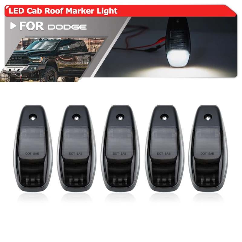 

Smoked White/Amber Top Cab Roof Marker Lights For RAM 2500 3500 4500 5500 2019-2021 2022 2023 2024 LED Clearance Running Lamps