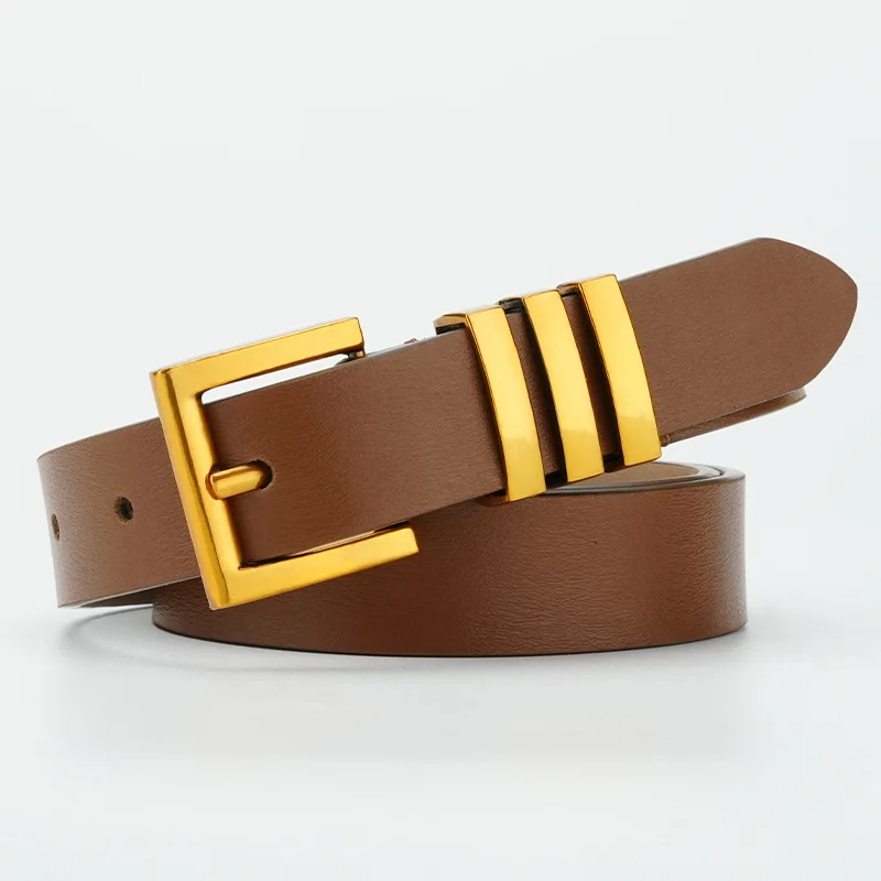 

Trendy 2024! Women's Pure Leather Belt. No Interlayer. Chic Pin Buckle. Versatile for Pants. Cross-Border Fashion Accessory