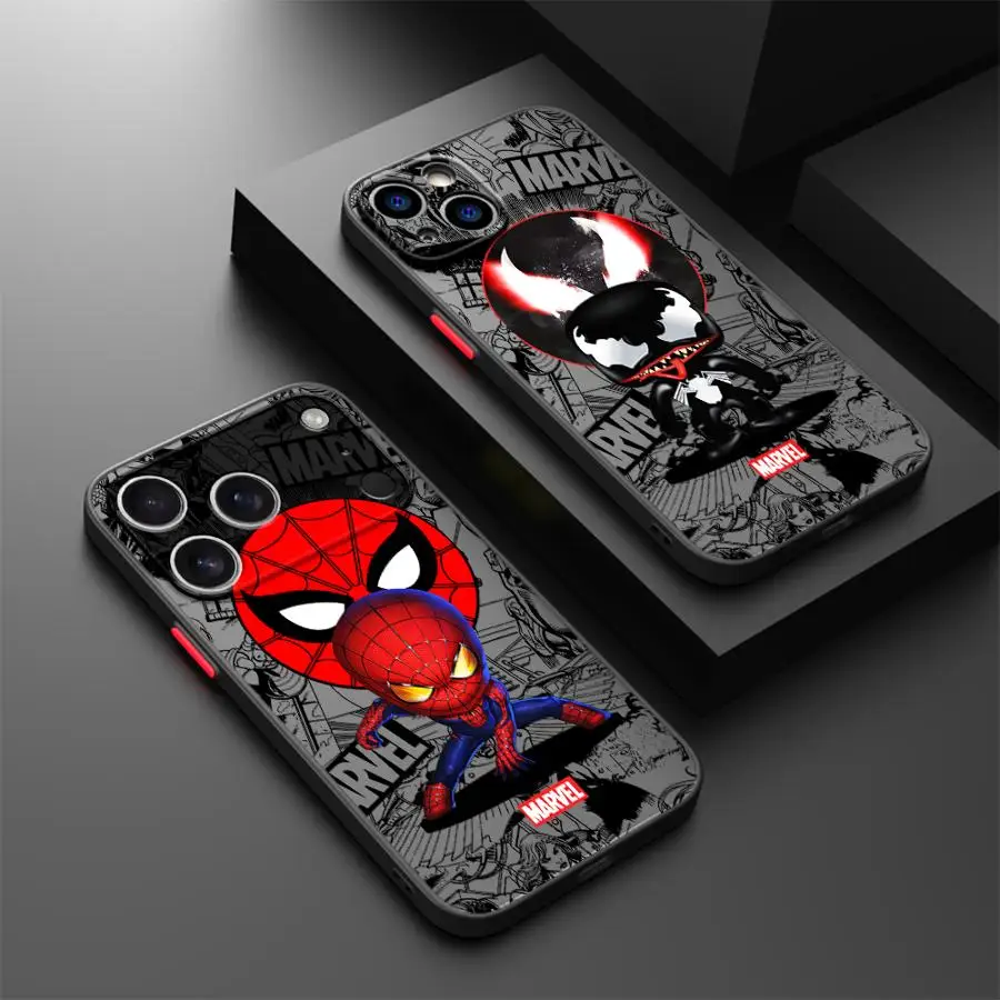 

Case for iPhone 17 Pro Max 14 11 13 Mini 16 Plus XS XR 17e 12 Air 7 8 SE 15 Back Phone Cover Marvel Iron Man Venom
