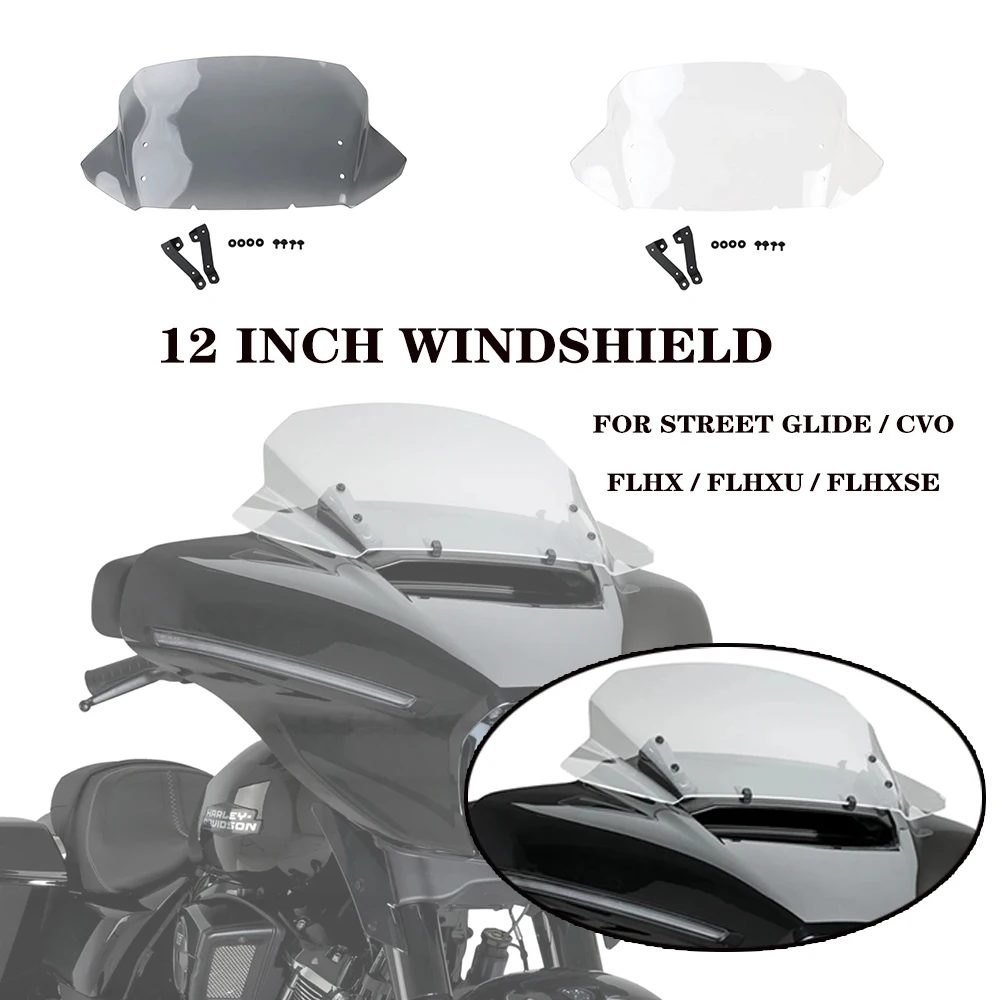 

New Motorcycle For Harley Davidson Touring FLHX Street Glide FLHXSE CVO 2023.5 12'' Wave Windshield Windscreens Wind Deflector