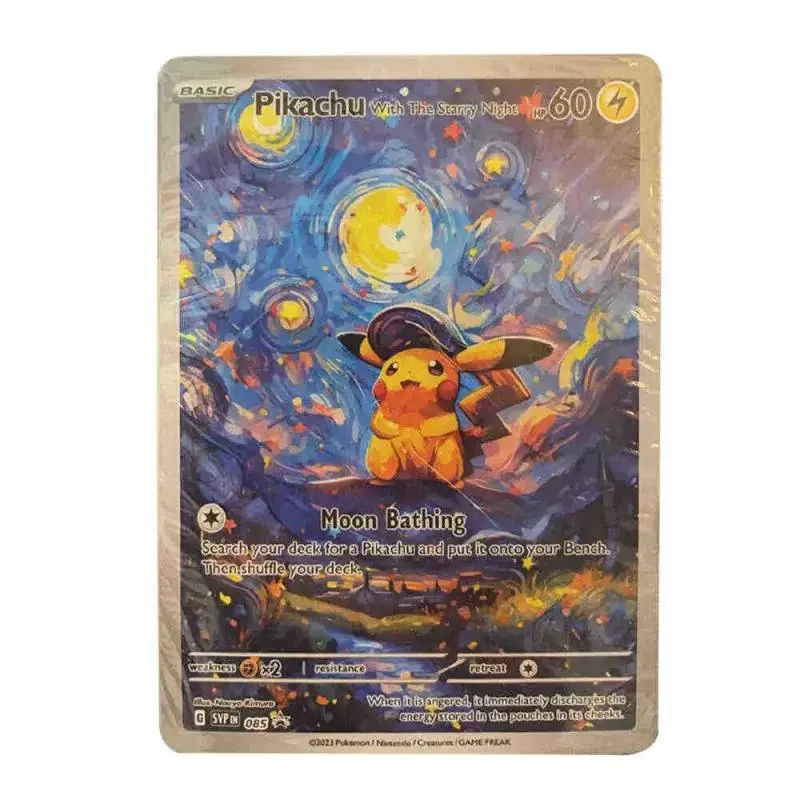 Pokemon Oil Painting Series Pikachu Gosanke Charizard Blastoise Venusaur Starry Diy Anime Peripheral Game Collection Card Gifts