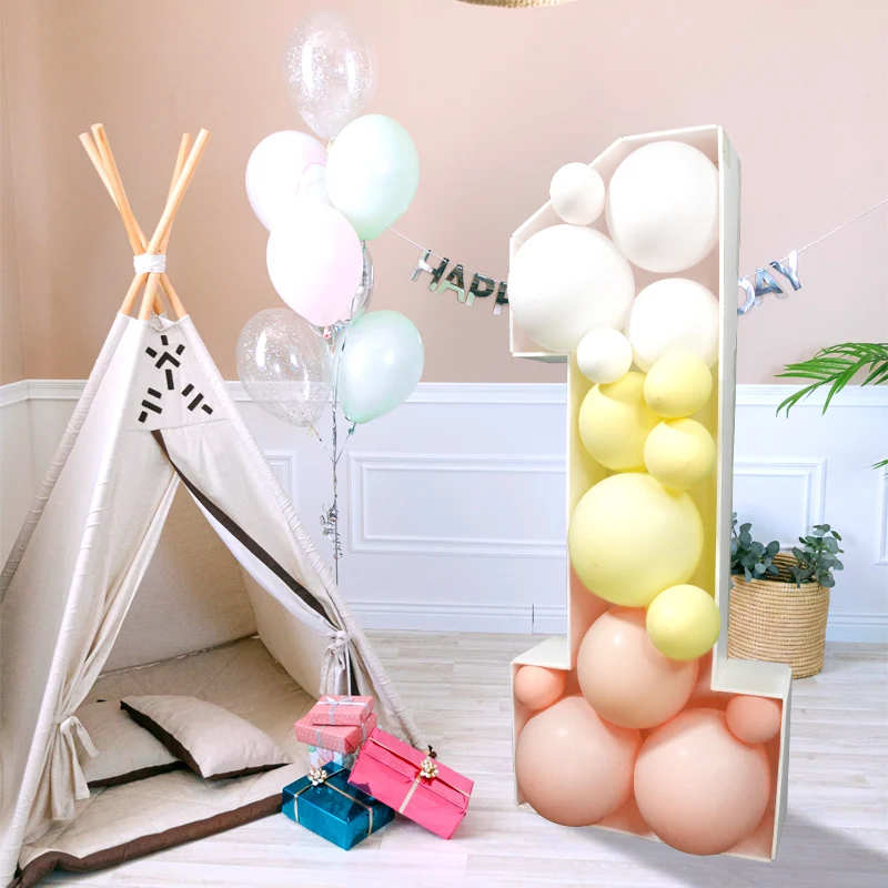 93 cm riesige Figur Ballonfüllbox 1. Geburtstag Ballon Nummer 18 20 30 40 50 Ballonrahmen Jubiläumsdekoration Babyparty – Detail 5