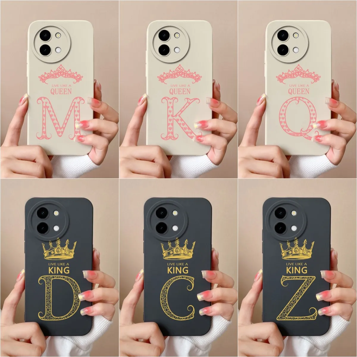 Cases Cover For Vivo Y38 6.68 inches Phone Bags Fashion Crown Letters Screen Protector Silicone Soft Housing For Vivo Y38 Fundas