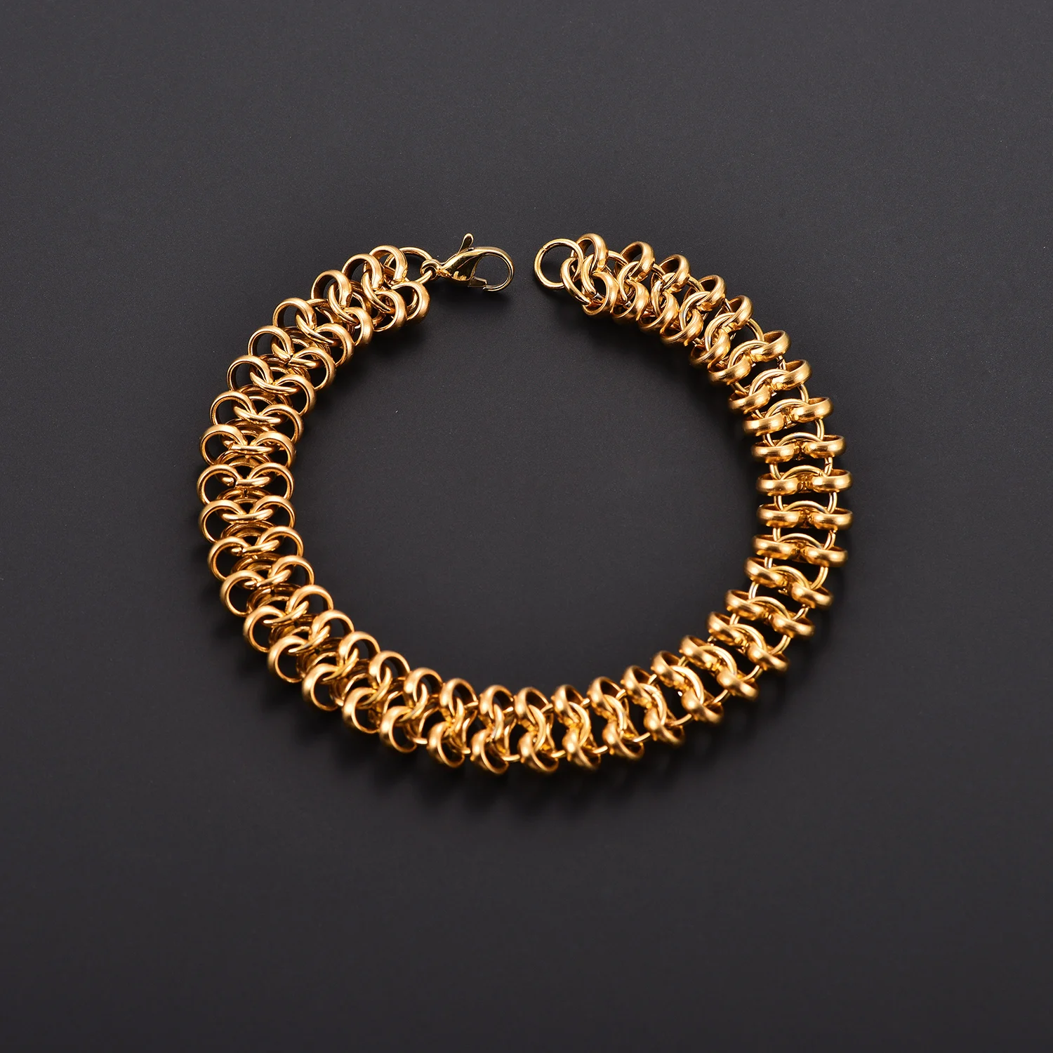 12MM Hiphop Rock Punk Armbänder Edelstahl Handkette Armband Wasserdichter Schmuck Zubehör – Detail 5