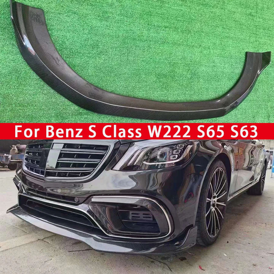 For Mercedes Benz S Class W222 S63 S65 Carbon Fiber Car Front Bumper Lip Front lip Diffuser Front Chin Spoiler 18-20 Body Kit