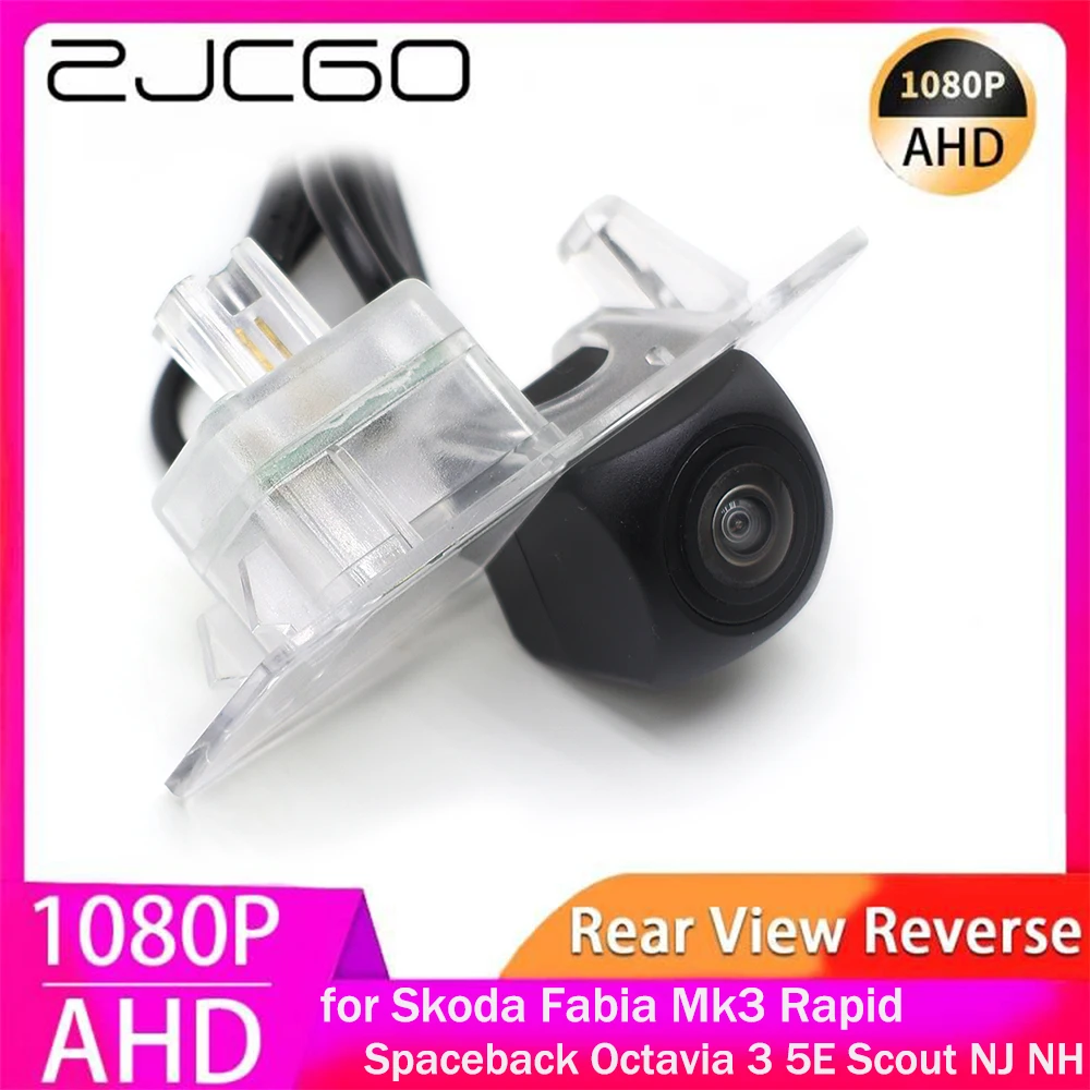 

ZJCGO AHD 1080P Parking Reverse Back up Car Rear View Camera for Skoda Fabia Mk3 Rapid Spaceback Octavia 3 5E Scout NJ NH