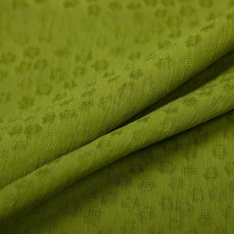 

Silk Fabric for Summer Dress Pants Cheongsam, Soft 27MM Thick Avocado Green Red Cloud Yarn Silk Crepe Fabric 135CM Wide R205