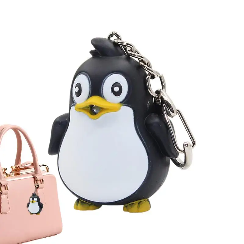 Cute Penguin Keychain Kids Backpack Pendant Cute Animal Key Chain Sound Keychain With LED Bag Accessories Keychain Pendant For