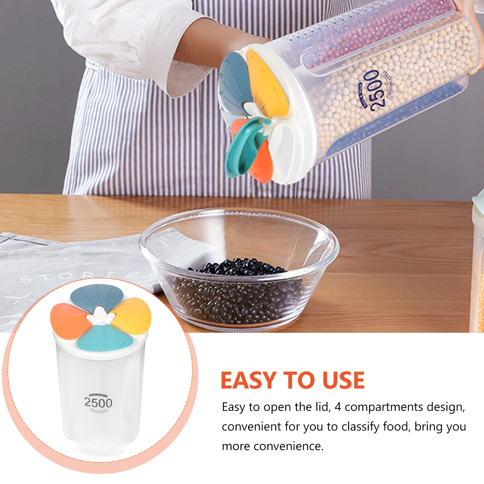 

Food Containers Airtight Storage Tank Cereal Boxes Sugar Jar Cereals Jars with Lids Colorful