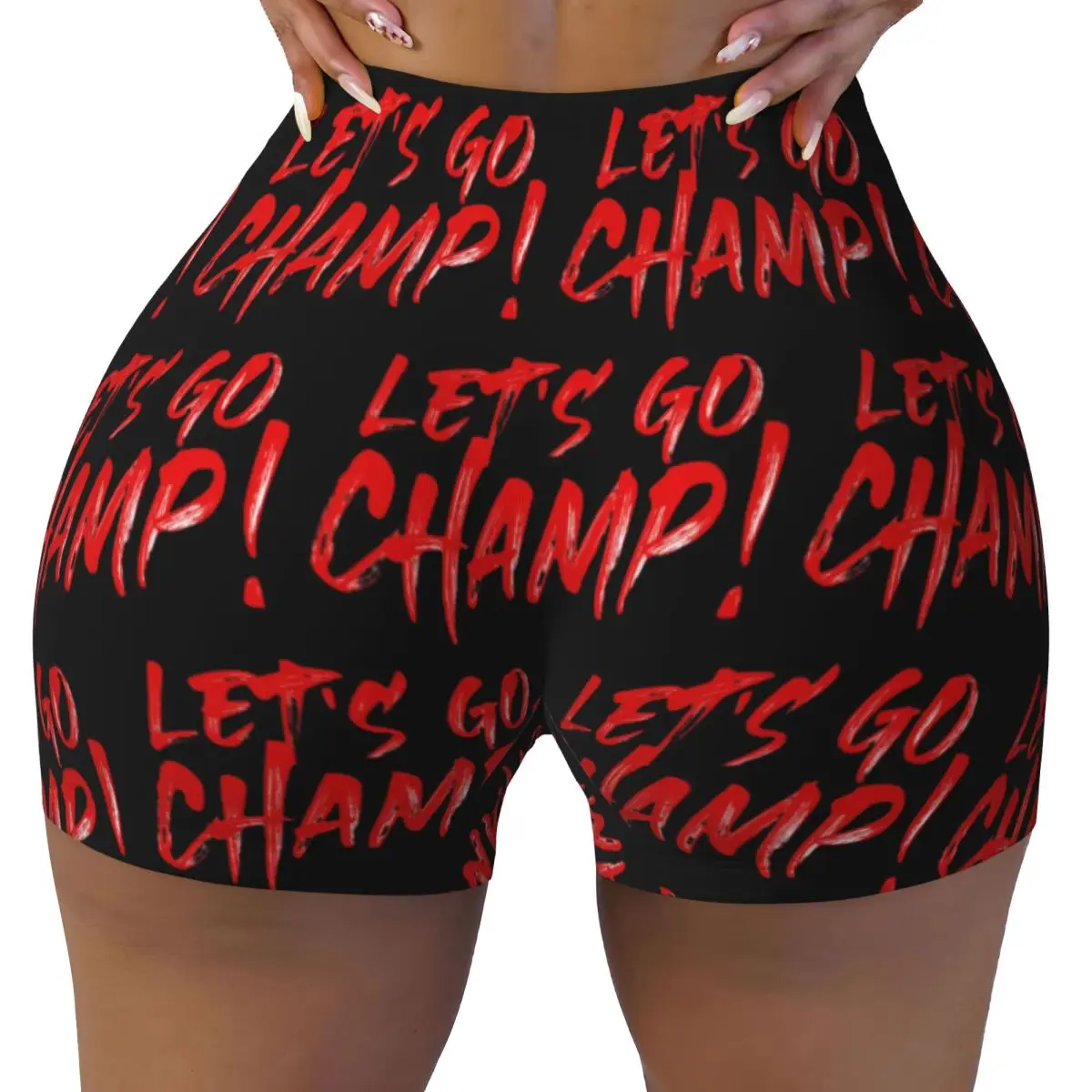 Spodenki sportowe damskie Custom Let's Go Champ By Shannon Briggs do jogi, na siłownię, do biegania, do sportów atletycznych, do siatkówki, spodenki rowerowe