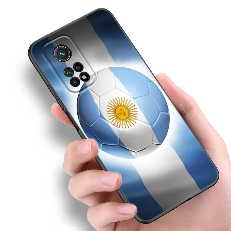 Argentina Flag Soccer 10 Phone Case For Xiaomi Mi 8 9 SE 10 10T 11 12 13 Lite 9T 11T 12S 12T 13 Pro 11i 12X Black Silicone Cover