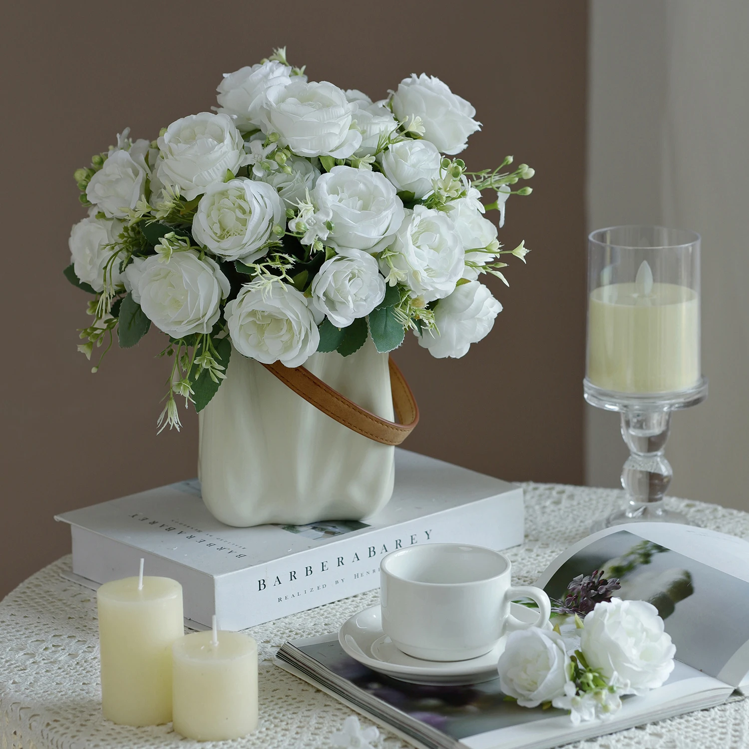 6 Stück Künstliche Pfingstrosen-Blumenpflanzen, Vase, Tisch-, Wohn-, Garten-Dekoration, Hochzeits-Arrangement, Seiden-Brautstrauß, DIY-Geschenk – Detail 3