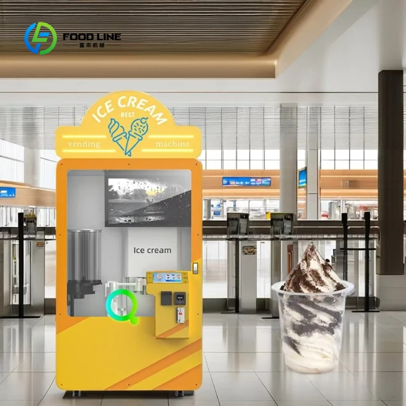 Customized Commercial fully automatic robot hard ice cream machine multi-flavor jam ice cream vending machine