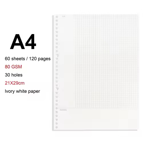 A4/B5/A5 Loose Leaf Refill Binder Notebook Blank/Line/Grid/Cornell Replacable Metal Ring Office&School Supplies Stationery - Image 21