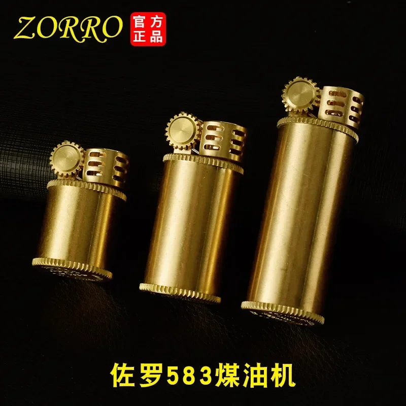 Zorro 583 Kerosene Lighter Brass Small Retro Chubby Grinding Wheel Lighter Men\'s Collection Gift Smoking Accessories