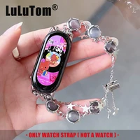 Correa para Xiaomi Mi Band 10 9 8 Pro, correa de reloj para Miband 5/6/7, pulsera de cadena de Metal con estrella de piedra de ópalo de cristal a la moda