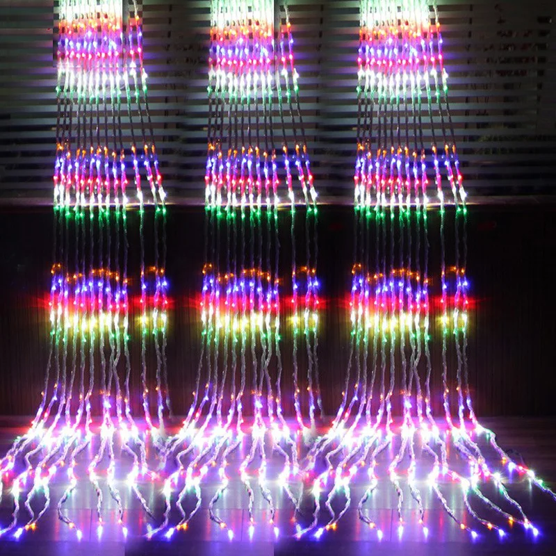 3x 2/3x 3/6X3M LED ฝนดาวตกฝนน้ำตกม่านไฟคริสต์มาส Icicle LED string ไฟ Fairy Garland บ้านตกแต่ง