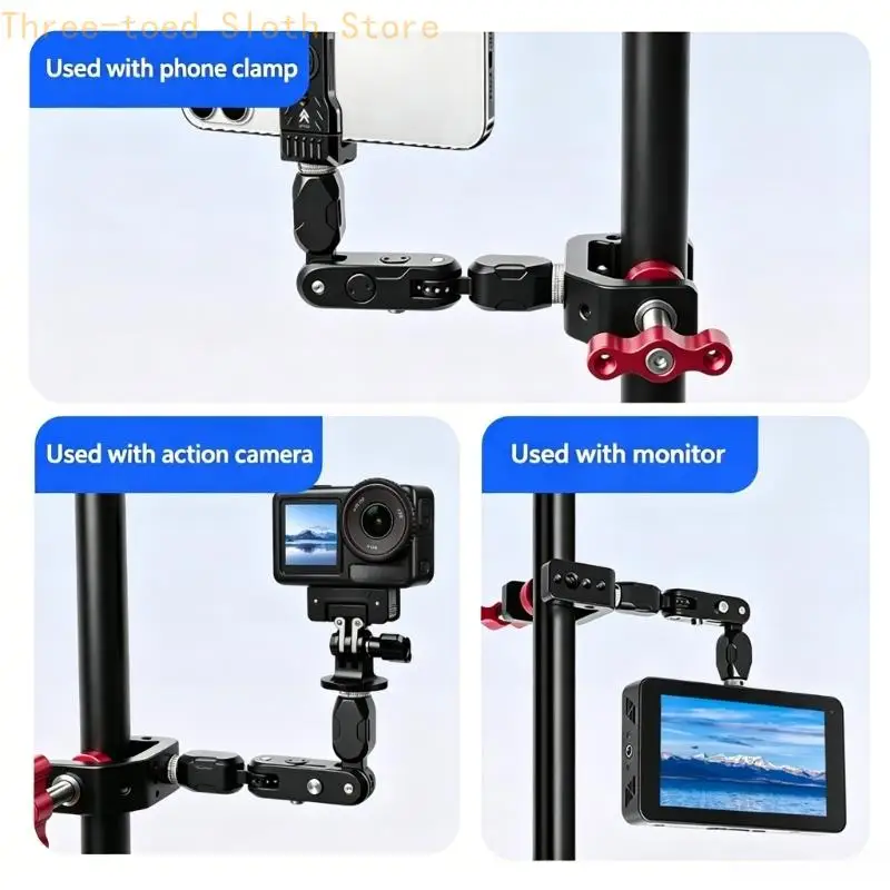 Magischer Arm für Monitor, Kamera, Telefon, Licht, Aluminium-Kugelkopf, Gelenkarm mit Klemme für Desktop-Stativ E74A – Detail 4