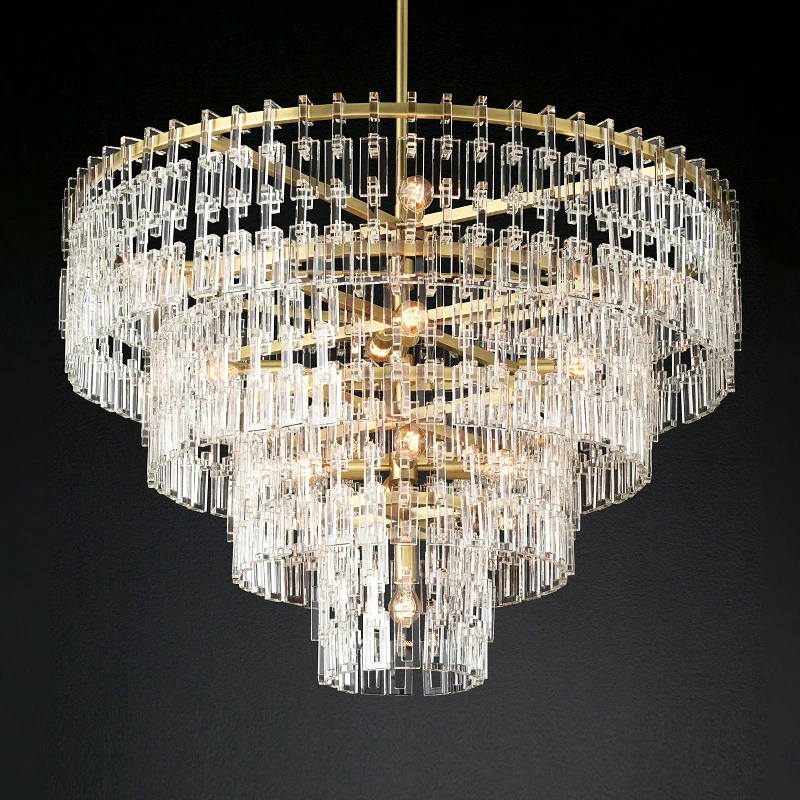 American postmodern  crystal full copper chandelier creative simple guest restaurant chandelier