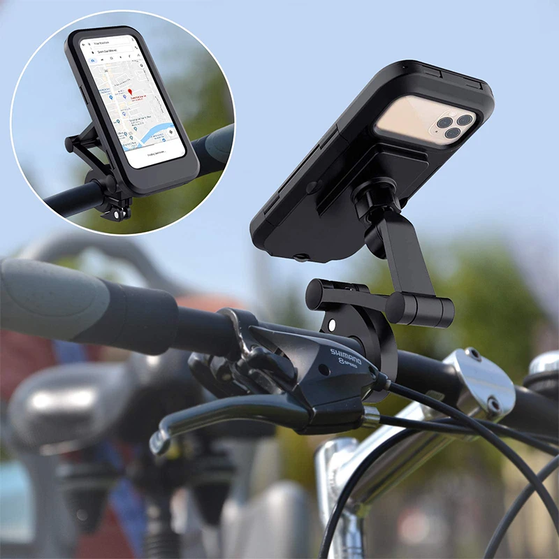 360° Swivel Adjustable  Touch Screen Bicycle Motorcycle Handlebar Waterproof Mobile Phone Holder Navigation Bracket Moto Holder