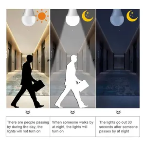 Lâmpada infravermelha inteligente com sensor de movimento, lâmpada LED Radar, trabalhando na escuridão noturna, E27, 6W, 9W, 12W, 15W, 18W, 20W, 189-265V 8 principais vendas radar luz - №5