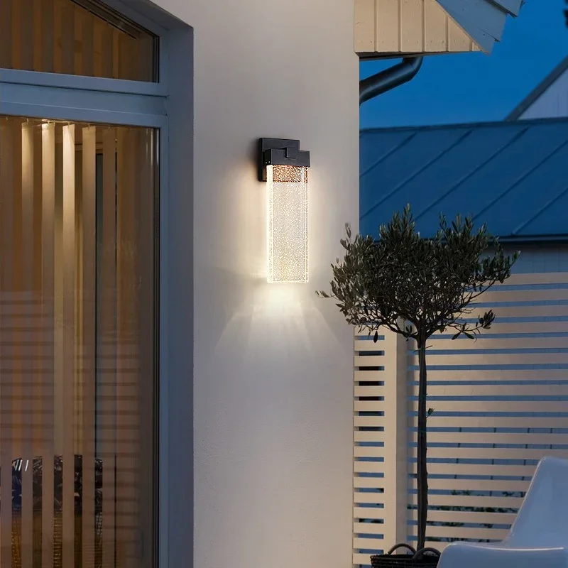 Outdoor waterproof wall lamp crystal simple outdoor balcony terrace villa entrance door led courtyard wall lamp