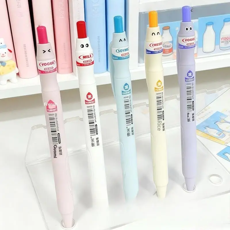 

2/5 шт. 0,5 мм, большие емкостные быстросохнущие ручки, креативные гелевые ручки в форме молочной бутылки, простые, милые и стильные черные ручки