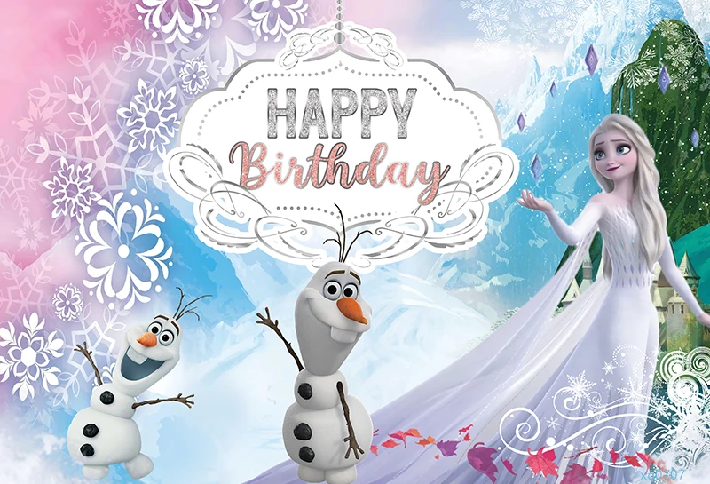 Frozen Elsa Princess Photography Background Party Baby Shower Ice Snow Castle Banner Happy Birthday Backdrop for Girls Winter