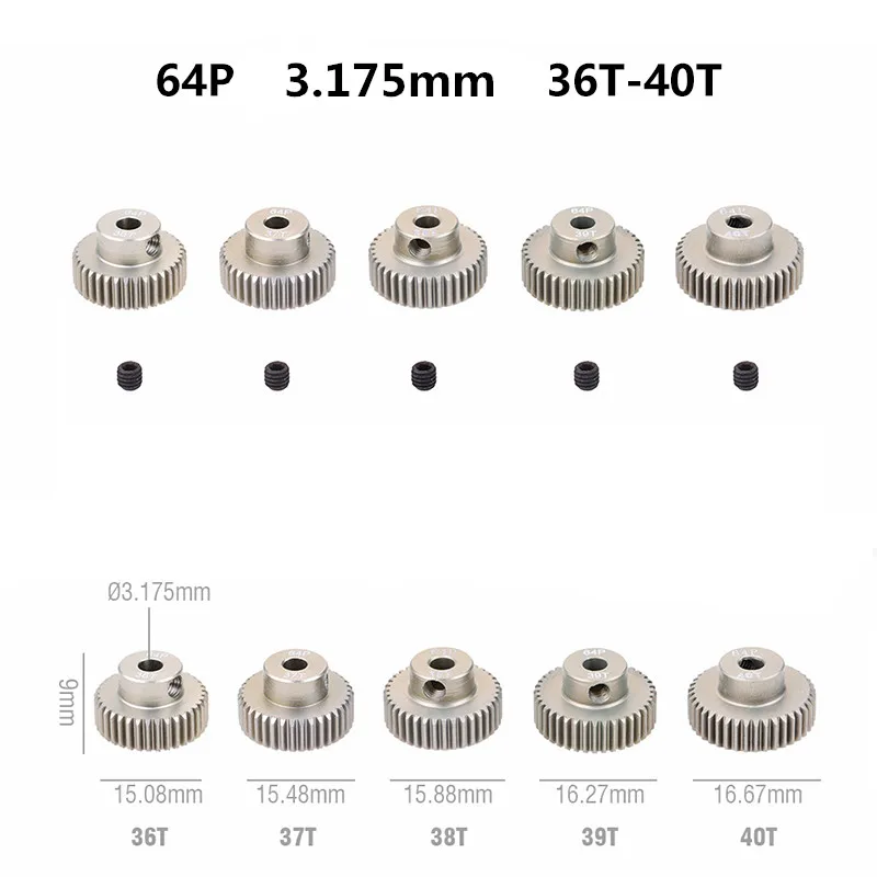 تجاوز هواية 64DP ترس المحرك المعدني ترس ل 1/10 1/12 1/14 RC سيارة Wltoys 540 3.175 مللي متر رمح شاحنة محرك عربات التي تجرها الدواب الزاحف على الطرق الوعرة