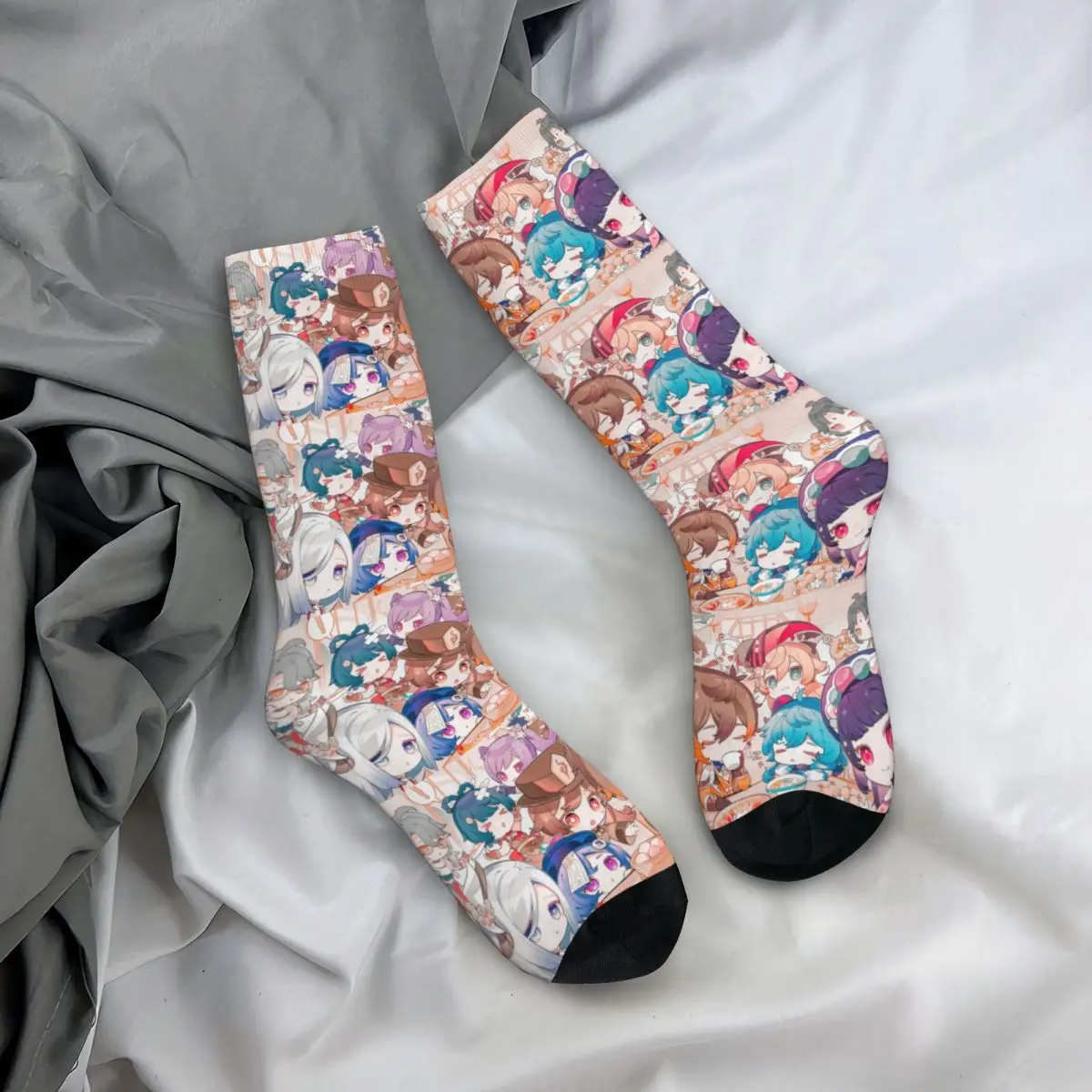 Autumn Winter Harajuku Men's Women's Cute Genshin Impact Socks Anime Hutao Xingqiu Sweat Absorbing Football Socks