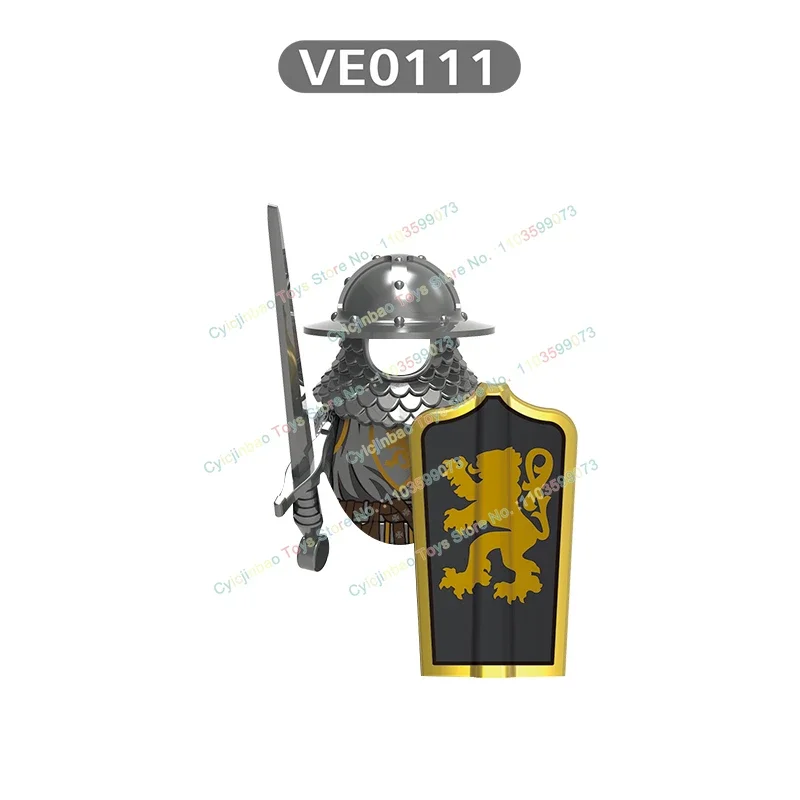 중세 액세서리 창 방패 검 액션 피규어 블랙 이글 기사들 블록 DIY 장난감 크리스마스 선물 V1002