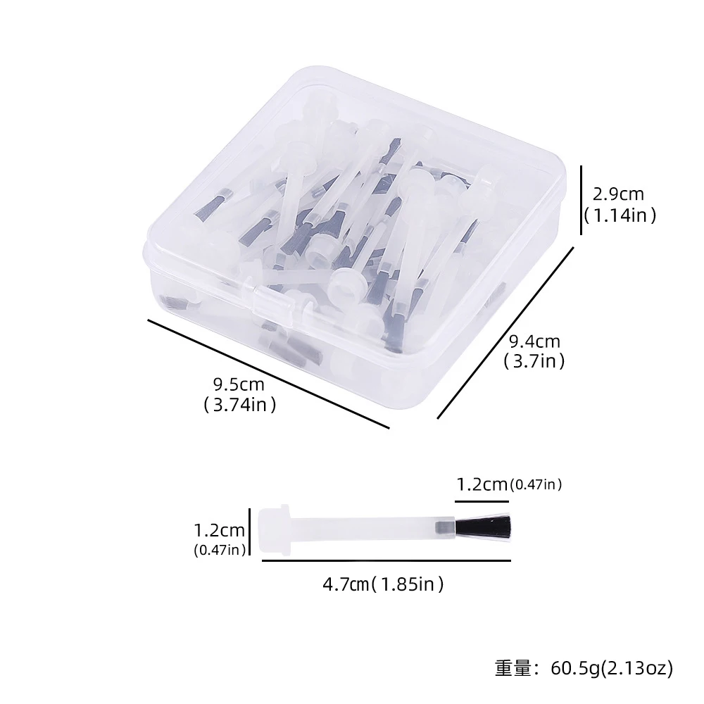 50Pcs/box Disposable Nail Polish Brush With 1 Handle UV Soak Off Gel Flat Nail Brush Replacement Kit Acrylic Powder Nail Brushes