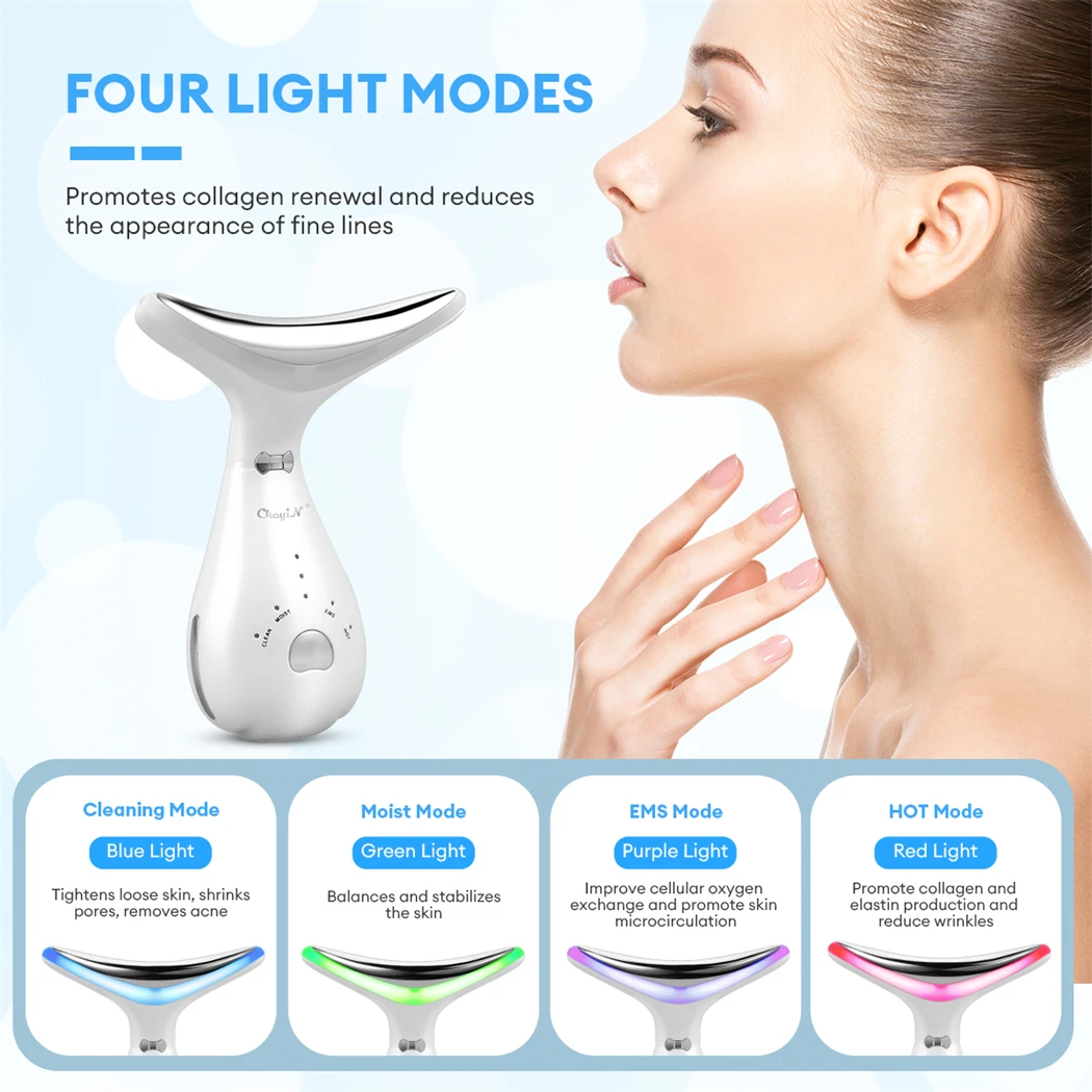 CkeyiN Neck Face Beauty Device massaggiatore facciale LED Photon Skin Care Machine Face Lifting rassodante collo rughe rimozione sbiancante